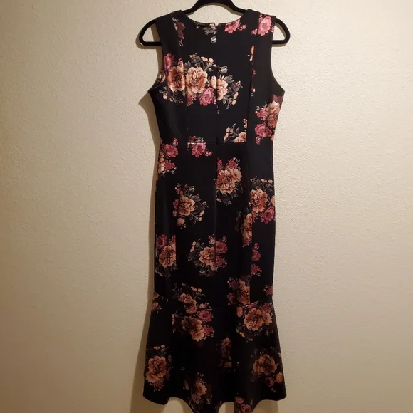 Bebe Floral Foil Scuba High Low Dress - Picture 4 of 8